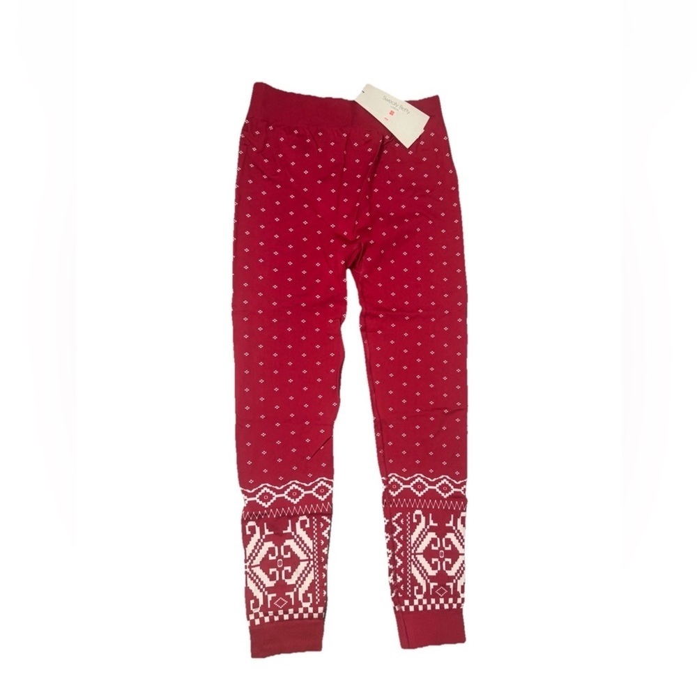 Sweaty Betty Seamless Base Layer Leggings Fairisle Red White Large NWT - Picture 2 of 6